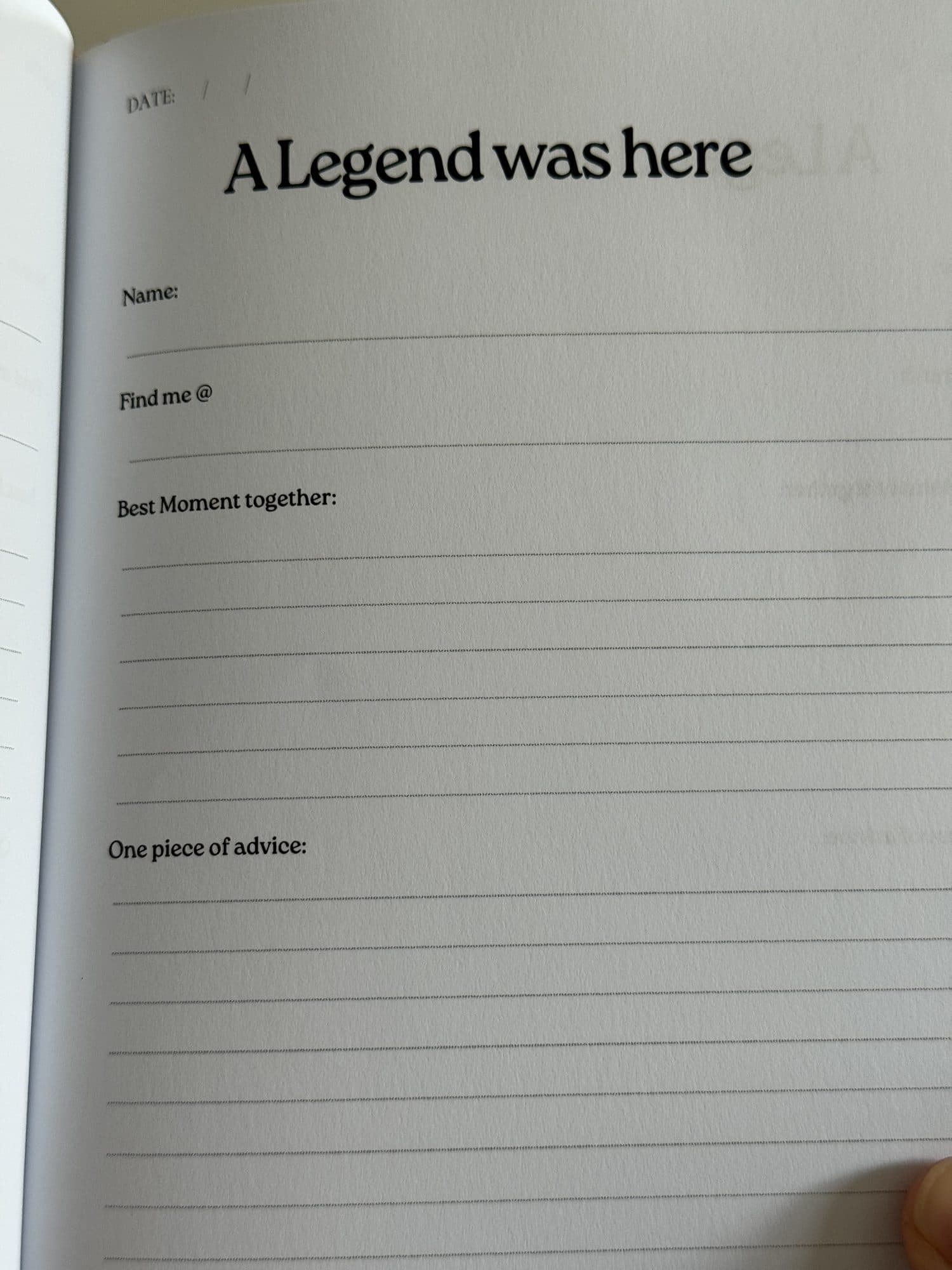 An entry page headed A Legend was here