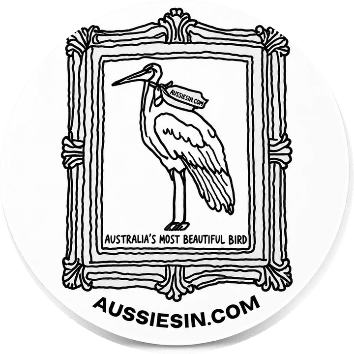 Ibis in a gold frame sticker: Australia's most beautiful bird